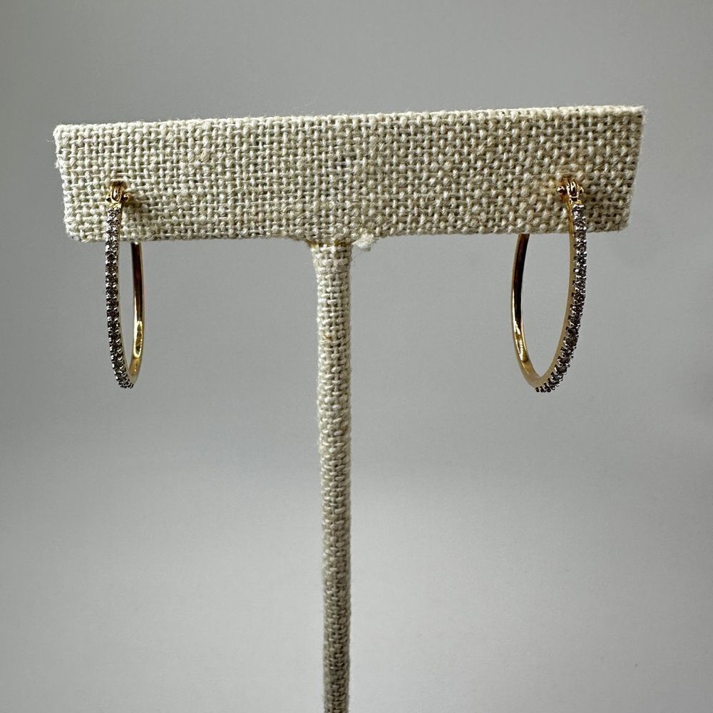 ESTATE PIECE! 14k stamped gold earrings with 20 diamonds on each hoop earrings!